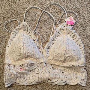 PINK. White shimmery bra top. Size small.